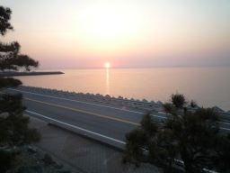 長浜の海岸線 夕日がきれいです